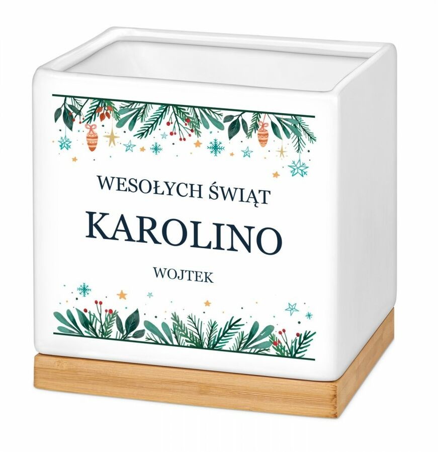 Blumfeldt Murrano Personalizowana kwadratowa z napisem dla niej na święta PDC2-039