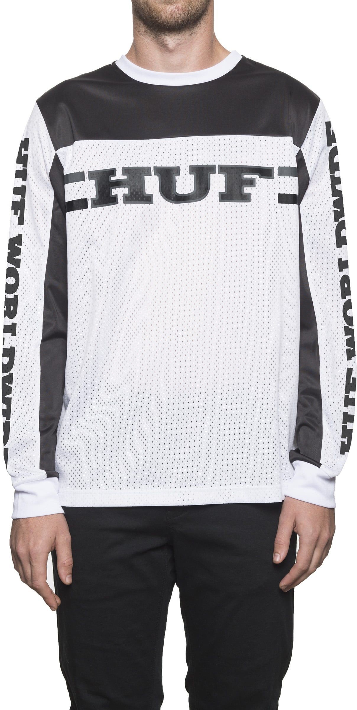 HUF t-shirt HUF BLACKOUT TEAM JERSEY WHITE
