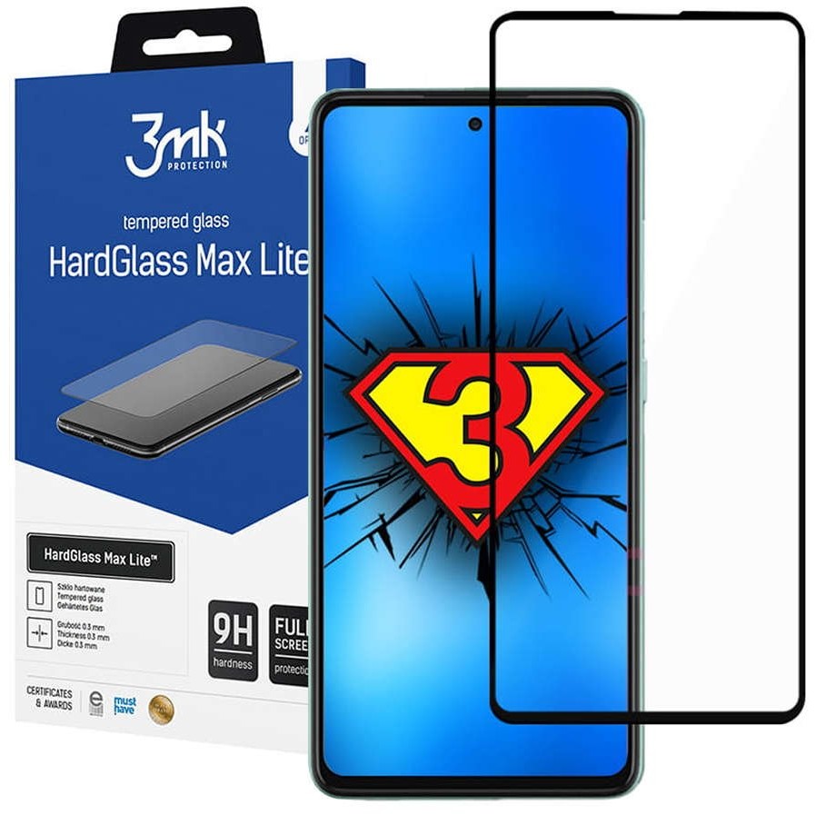 3MK Szkło hartowane HardGlass Max Lite do Samsung Galaxy A52 A52 5G Black 9716X1
