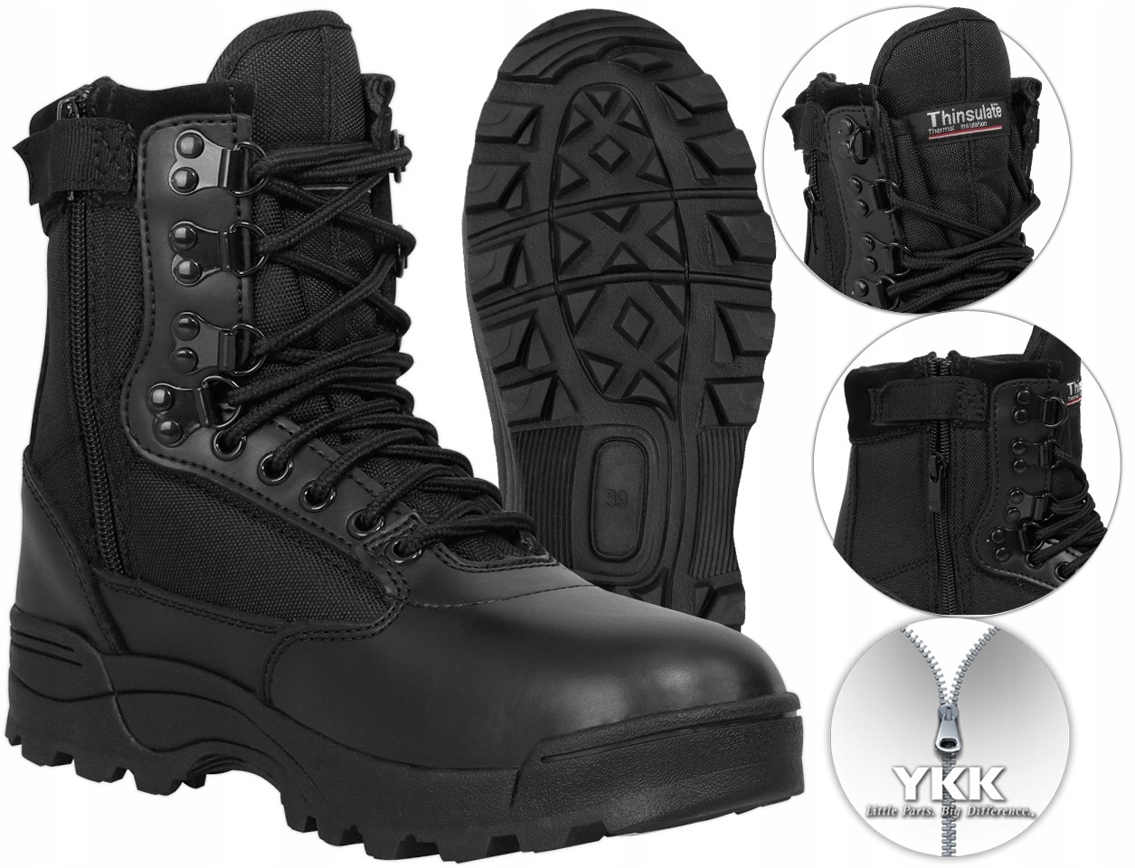 Buty Wojskowe Taktyczne Ochrona Security z Zamkiem