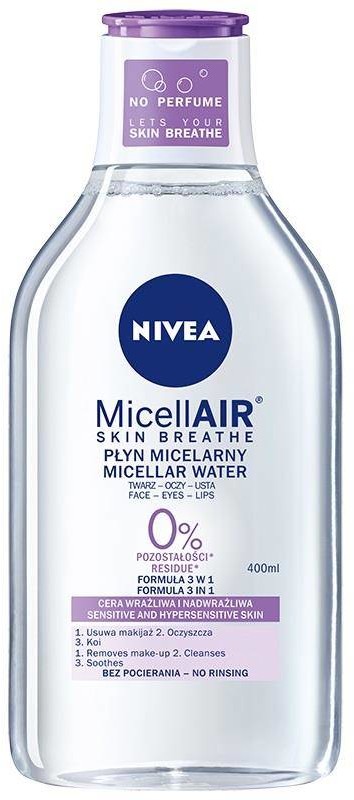 Nivea MicellAir Skin Breathe pielęgnujący płyn micelarny do cery wrażliwej i nadwrażliwej 400ml 92506-uniw