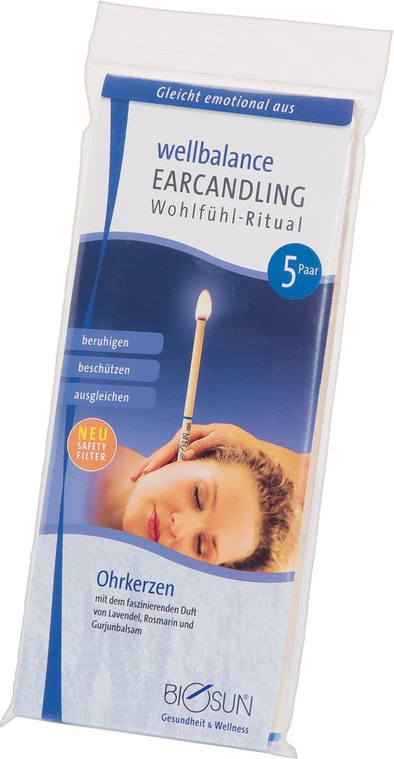 Oryginalne świece BIOSUN - Równowaga - bawełniane z aromatem lawendy, rozmarynu i balsamu Gurjun - świecowanie uszu (BIOSUN Ear Candles WELLBALANCE DA