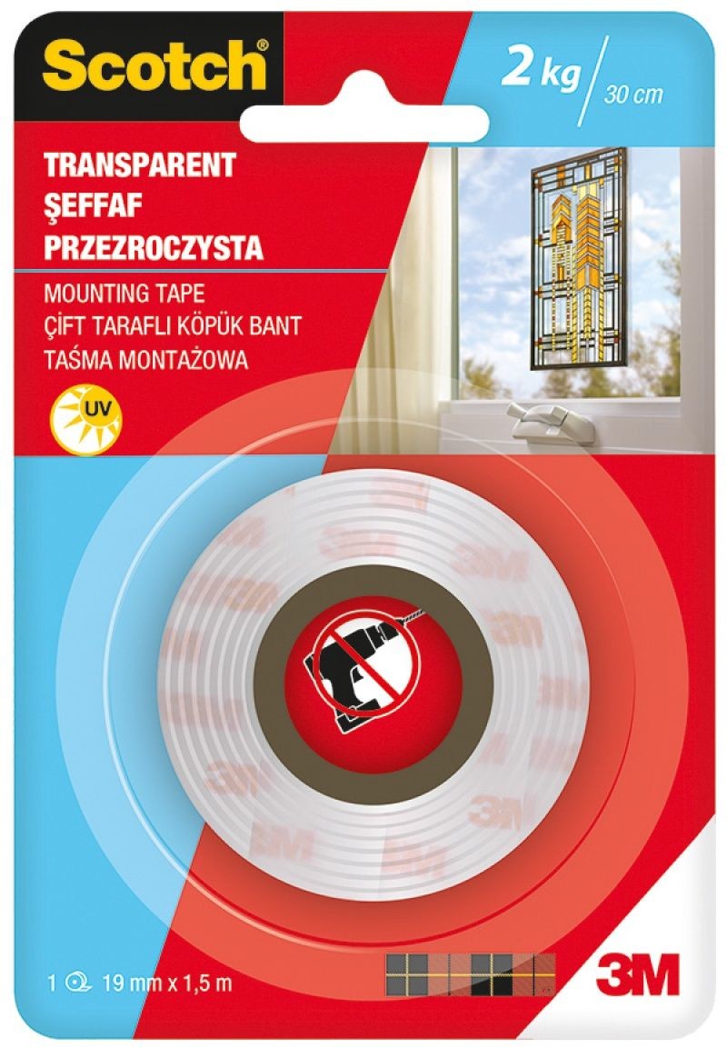 3M Scotch Taśma montażowa Scotch 19mm/1,5m - przezroczysta UU004874085