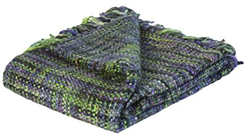 Jute Co. Tkanina z juty i co Zanzibar Plaid, koc przez wysokiej jakości ręczne wykonanie, 100% akryl, zielony PL1335/125X150