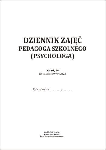 Firma krajewski Dziennik zajęć pedagoga szkolnego / psychologa [Men-I/10] Men-I/10
