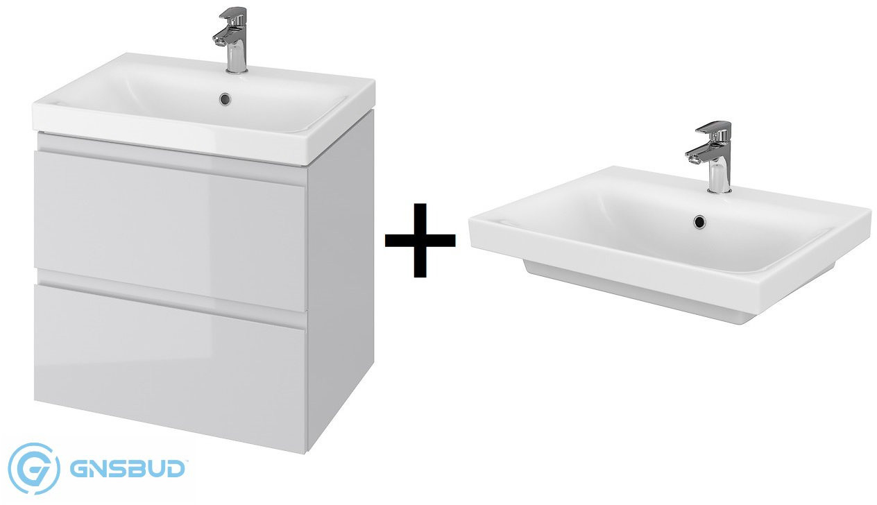 Cersanit Moduo SET 976 Zestaw Umywalka meblowa 60x45 cm z szafką podumywalkową biały/szary S801-222