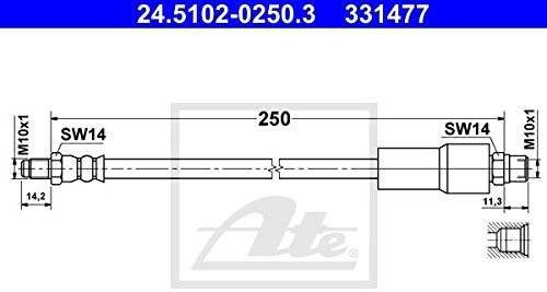 ATE 24.5102  0250.3 ręcznych przewody hamulcowe 24.5102-0250.3