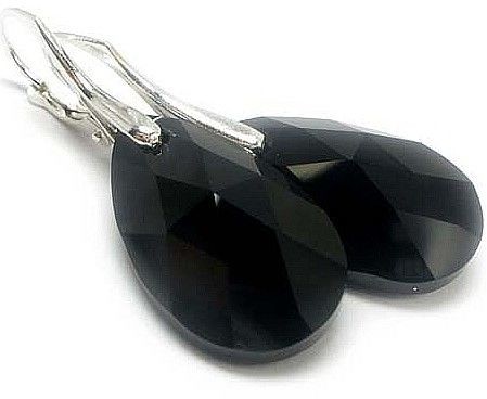 Swarovski piękne kolczyki SREBRO JET