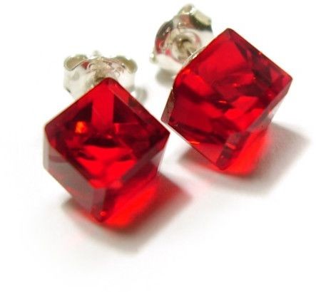Swarovski Kolczyki Srebro CERTYFIKAT czerwone