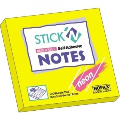 Hopax Notes samoprzylepny 76 mm x 76 mm żółty neonowy
