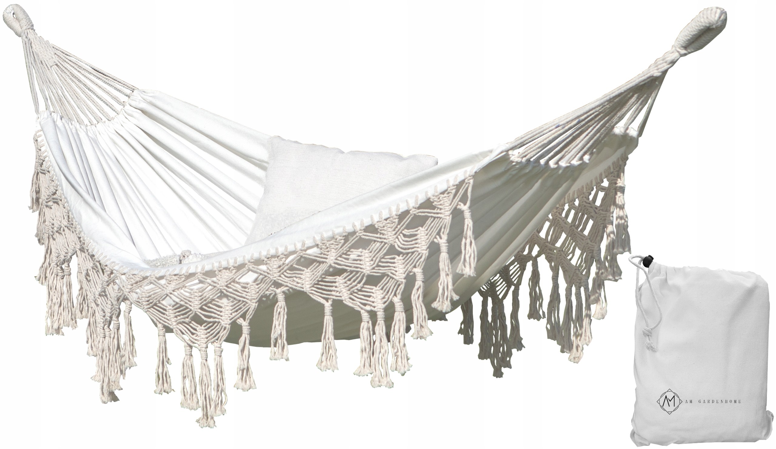 Hamak ogrodowy brazylijski Boho bawełniany Frędzle