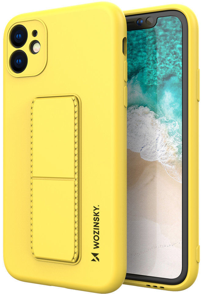 Wozinsky Kickstand Case elastyczne silikonowe etui z podstawką iPhone 11 Pro Max żółty