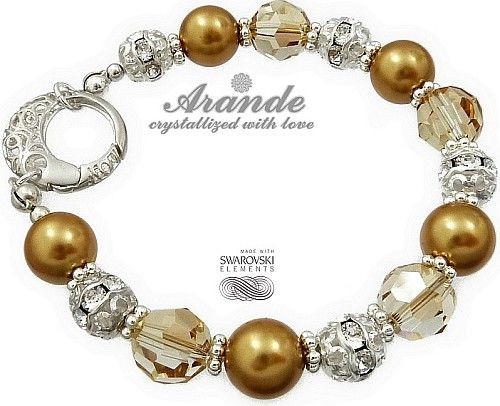 Swarovski Arande Nowe Piękna Bransoletka Crystal Golden 3095045652