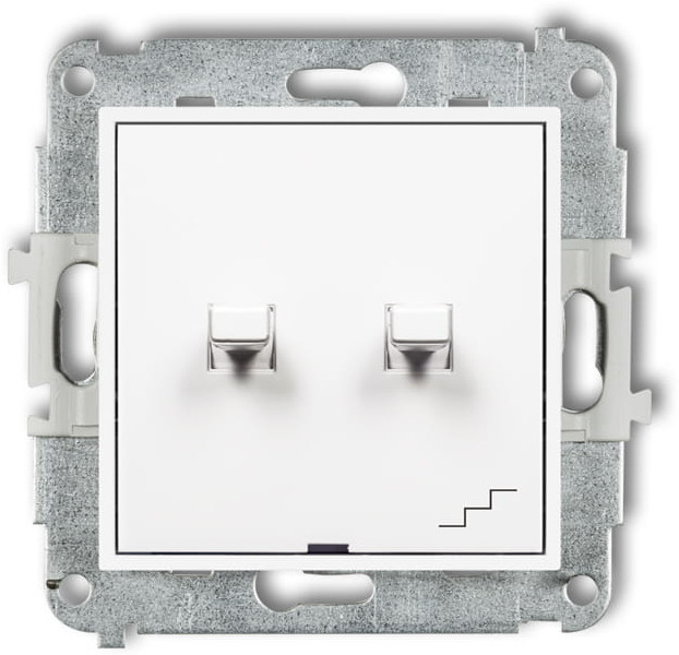 Karlik MINI Mechanizm łącznika jednobiegunowego ze schodowym (wspólne zasilanie) w stylu amerykańskim MWPUS-10.1, biały MWPUS-10.1