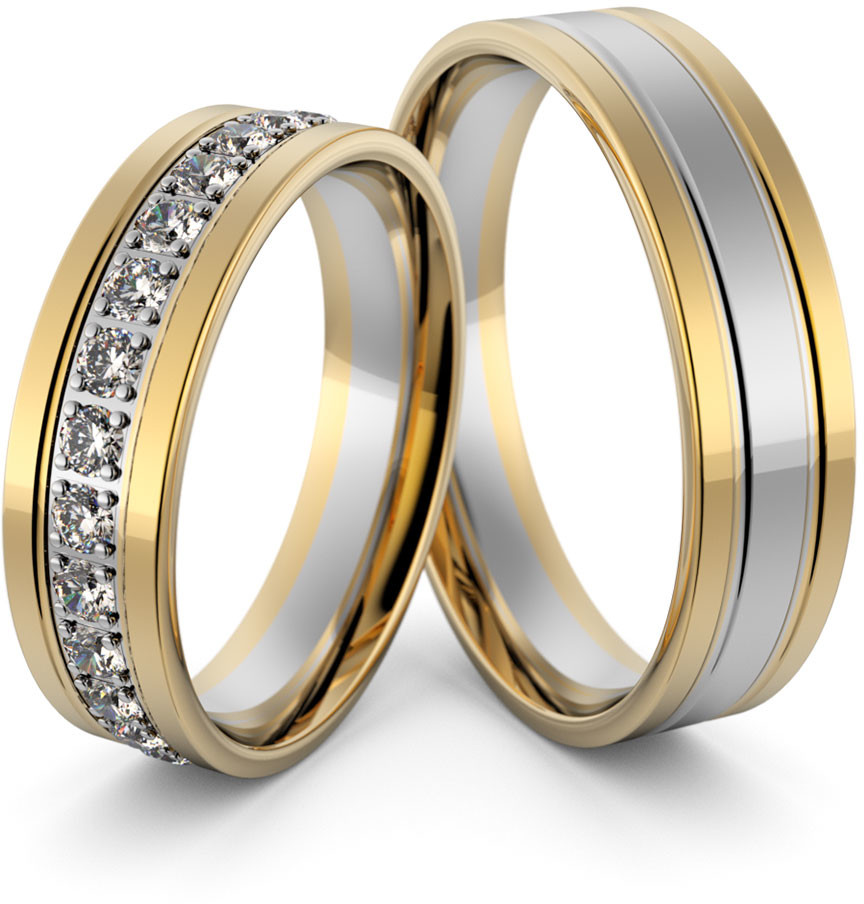 Eminence Obrączki ślubne dwukolorowe z brylantami - Au-997 Au-997