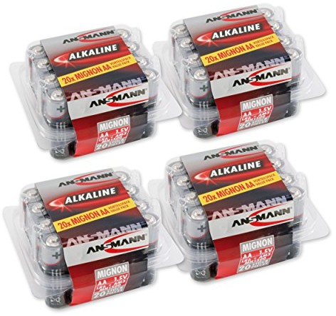 Ansmann 55 sztuki baterie alkaliczne Red zestaw oszczędny Multi-Pack akumulator Box wyposażona w 24 X Micro czerwony 5015548-590-1