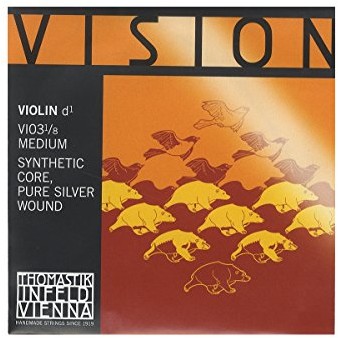 Thomastik Einzelsaite für 1/8 Violine Vision - D-Saite Kunststoffkern, Rein-Silber umsponnen, mittel 634183