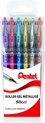 Pentel Slicci BG208/6 opakowanie z 6 Gel Ink Roller, metalizowana, 0,8 MM, sortowane BG208/6