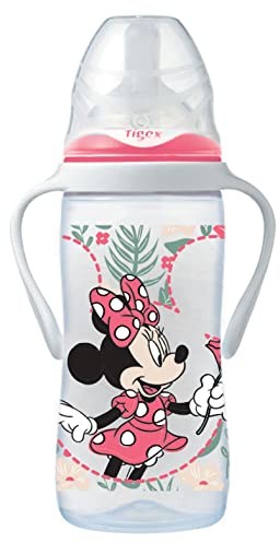 Tigex Tigex 3-biegowa butelka dla niemowląt z wyjmowanymi uchwytami | +6 miesięcy | 300 ml | smoczek silikonowy | antykolkowy | Wolna od BPA | Disney Minnie Mouse