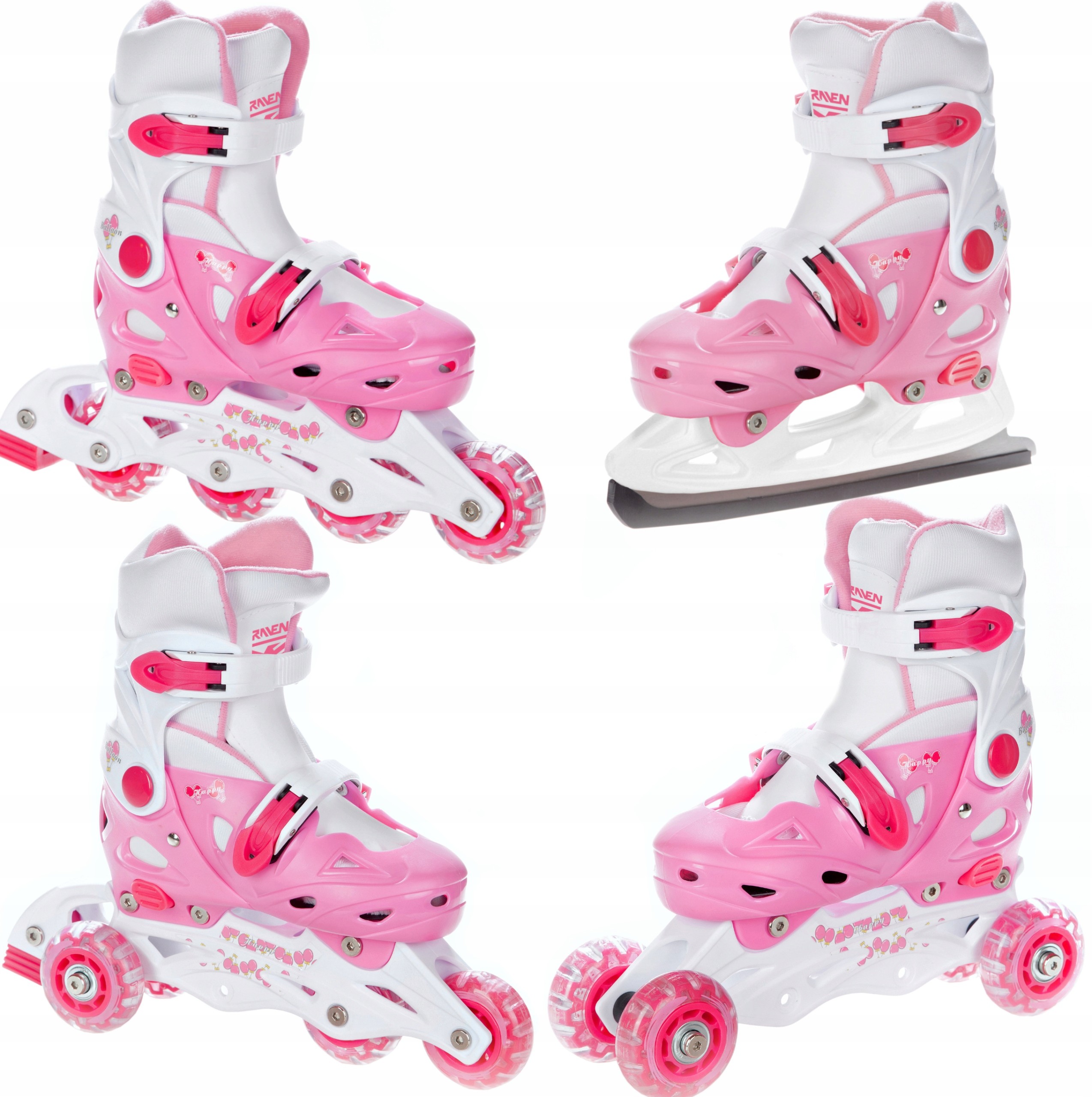 Rolko-Wrotki 4w1 Raven Balloon Pink 29-32