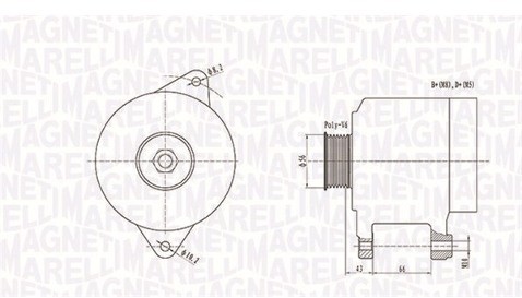 MAGNETI MARELLI Alternator 063738250010 063738250010