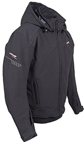 ROLEFF RACEWEAR Krótkie Softshell motocykl kurtka kurtka  Roller z bluza z kapturem i ochraniacze, czarna, L - 50/52, czarny 15134