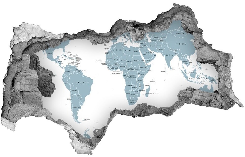 Wallmuralia.pl Samoprzylepna dziura na ścianę Mapa polityczna