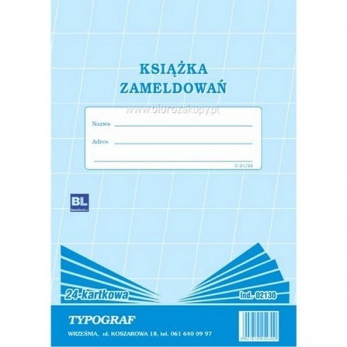 Typograf Druk offsetowy książka zameldowań A4 24 kartki 02130/ TP160