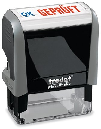 Trodat Printy 4912 pieczątka biurowa z napisem GEPRÜFT, szara, produkt niedostępny w polskiej wersji językowej 092399432753