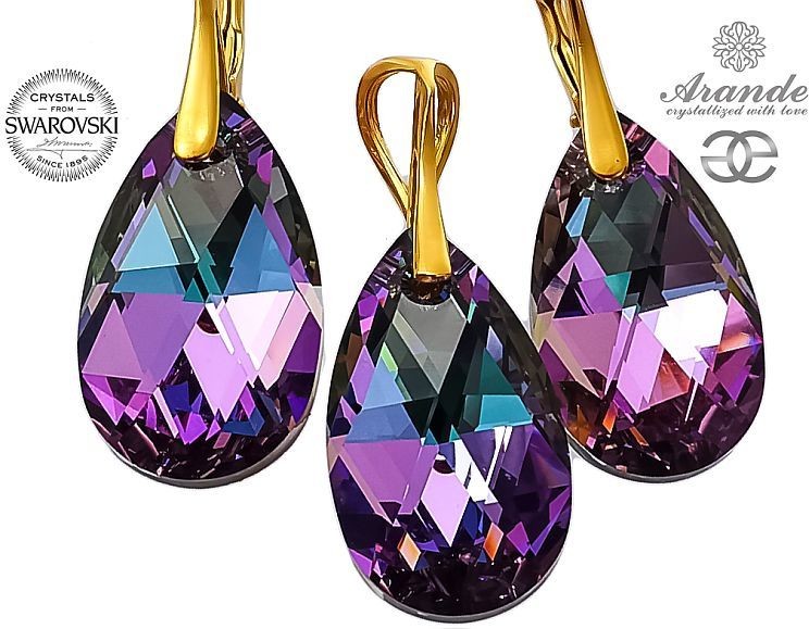 Arande SWAROVSKI komplet VITRAIL LIGHT ZŁOTE SREBRO 700712
