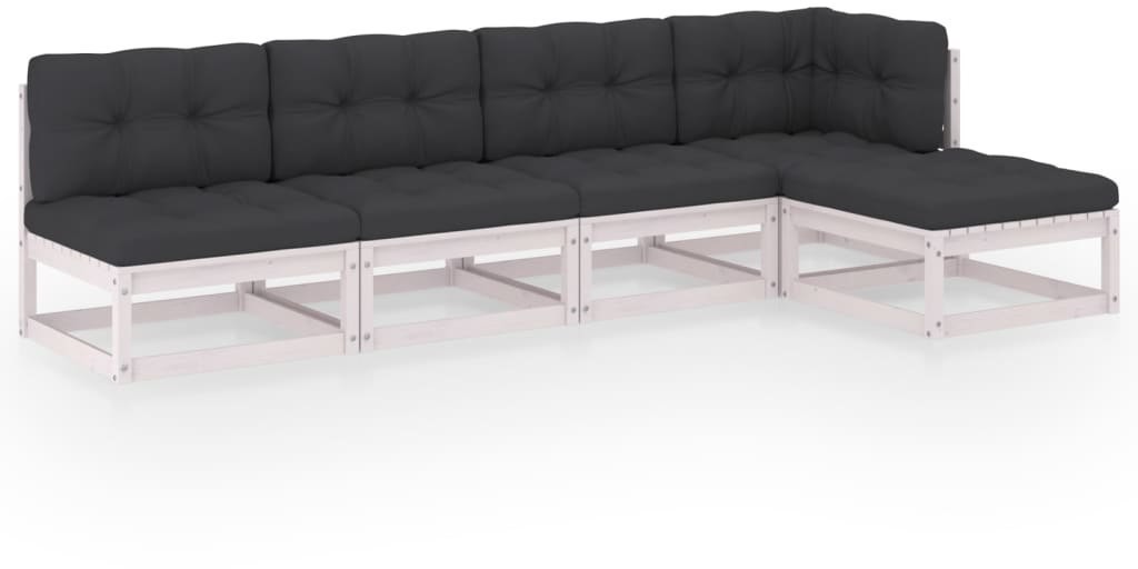 vidaXL 5-cz. zestaw wypoczynkowy do ogrodu, z poduszkami, lita sosna 3076565