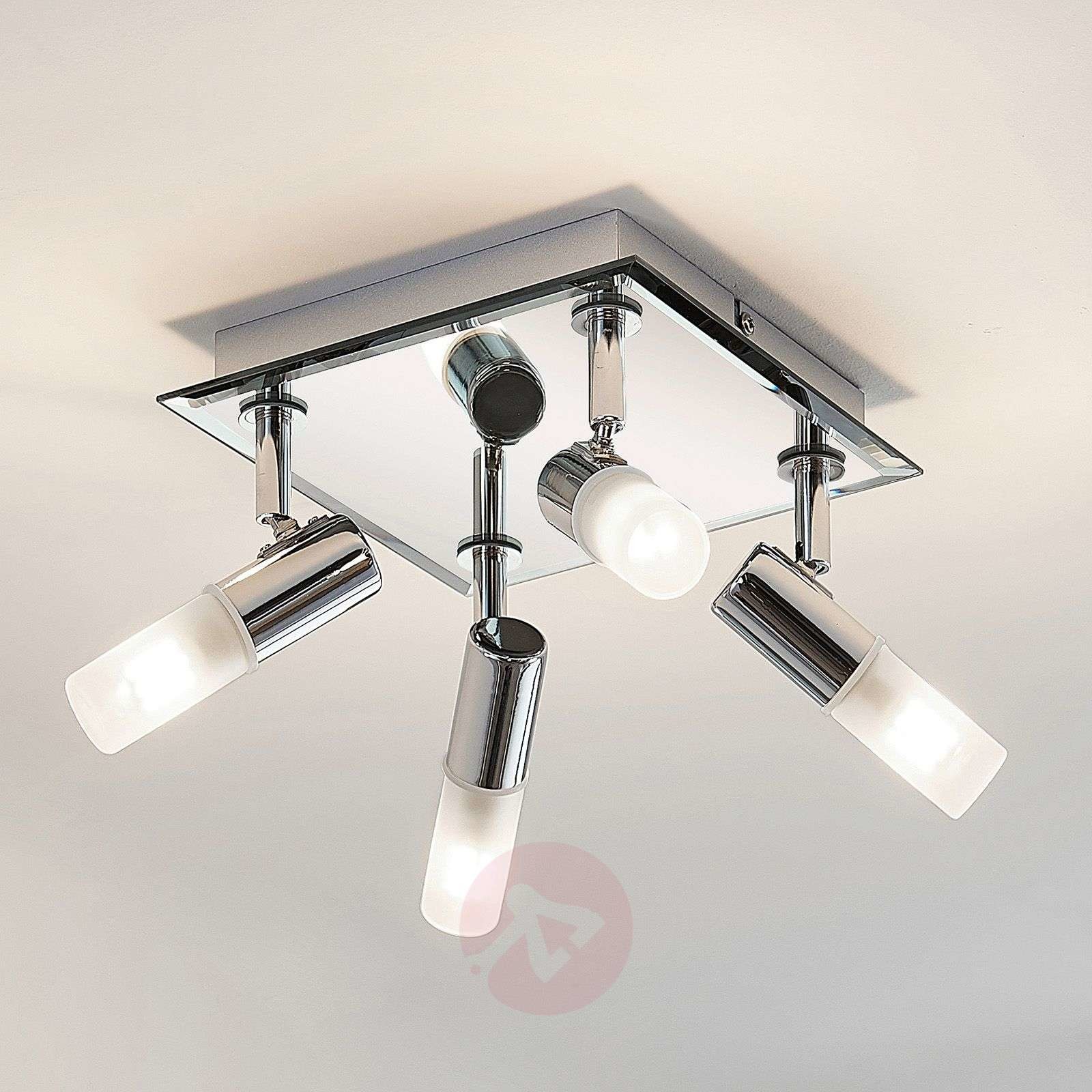 LINDBY Łazienkowa lampa sufitowa Zela, 4-pkt., 32 x 32 cm