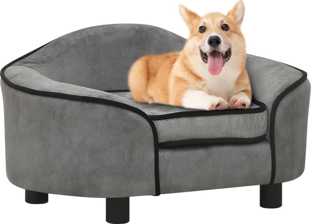 Vidaxl Sofa dla psa szara 67x47x36 cm pluszowa 171084 171084 171084