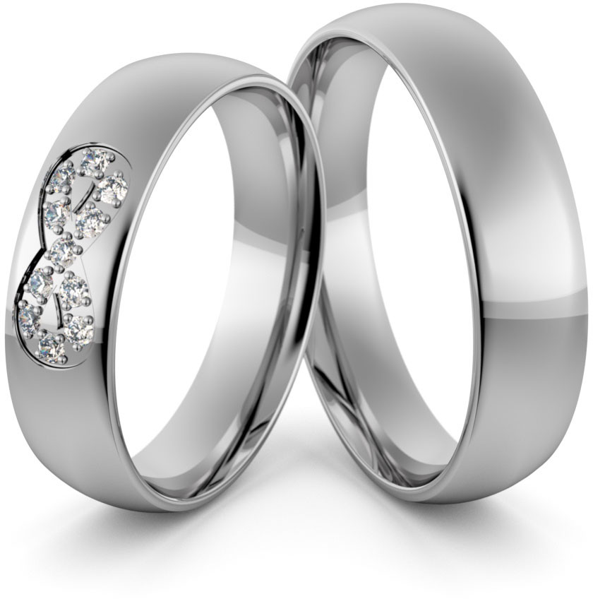 Eminence Obrączki ślubne palladowe 5 mm nieskończoność z brylantami - Pd-104 Pd-104