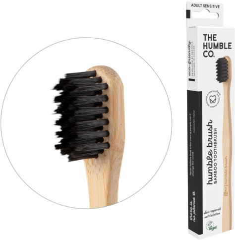 Humble Brush Sensitive - ekologiczna szczoteczka z bambusa do zębów z czarnym włosiem (super miękka)