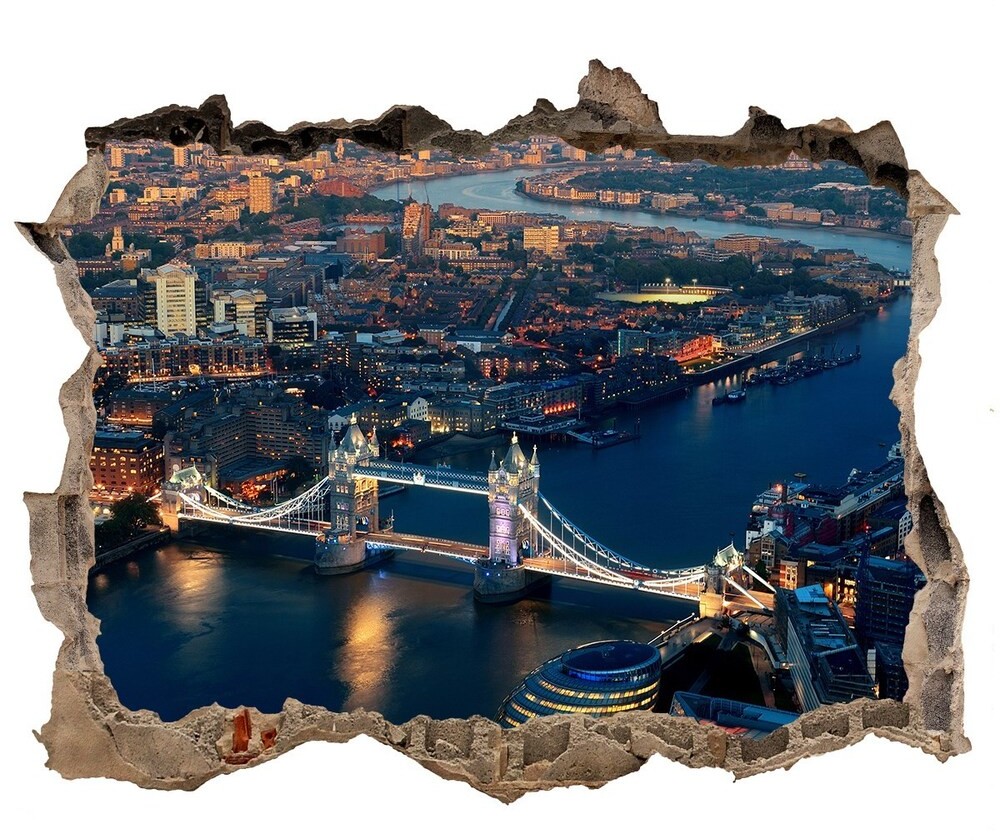 Wallmuralia.pl Fototapeta dziura na ścianę 3d Londyn z lotu ptaka