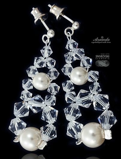 Swarovski Arande KOLCZYKI CRYSTAL PEARL SREBRO ŚLUB 4243374661