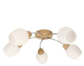 Spotlight Santa 8551574 plafon lampa sufitowa 5x60W E27 drewniany/chromowy