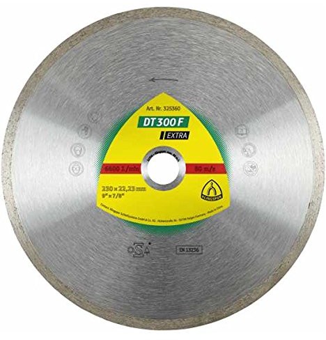 Klingspor DT 300 °F Extra diamentowa tarcza do cięcia płytek, Basic do szlifierek kątowych, 230 X 22,23 X 1,9 MM 325360