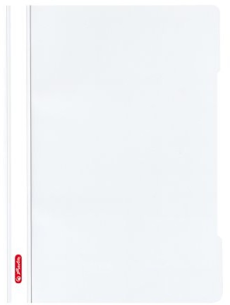 Herlitz 11317104 skoroszyt A4 wysokiej jakości, folia polipropylenowa, opakowanie 10 sztuk, przezroczyste z paskami do opisywania, kolor biały 11317104=10