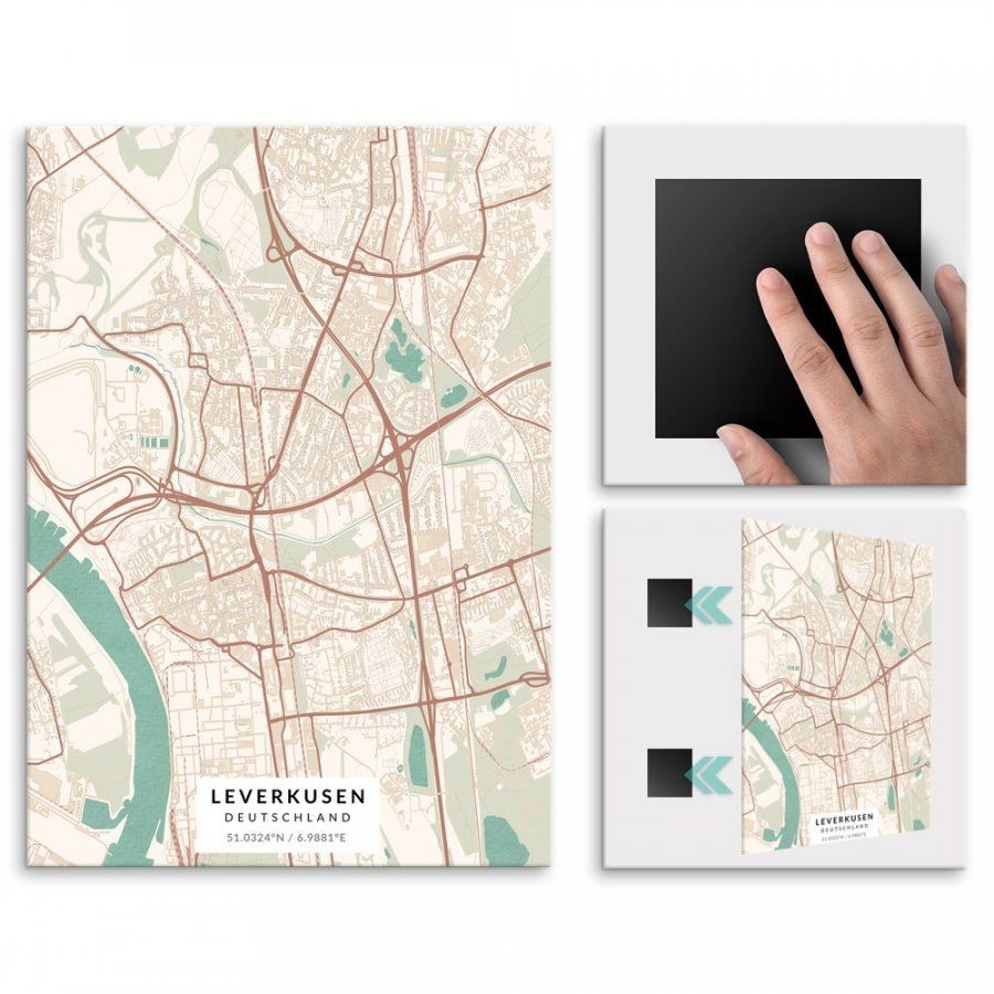 Pix4home Plakat metalowy Mapa Vintage Leverkusen M POS-M-03345