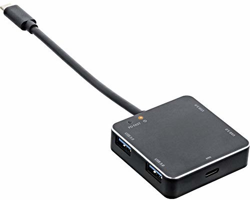 InLine 35392A USB 3.1 Hub, USB typu C do 4 portów typu A z PD do 60 W, obudowa aluminiowa, czarna, bez zasilacza 35392A