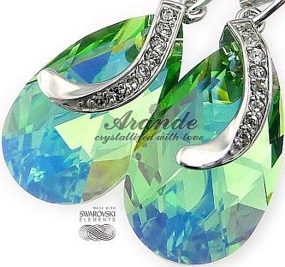 Swarovski Special Kolczyki Peridot Senti Srebro