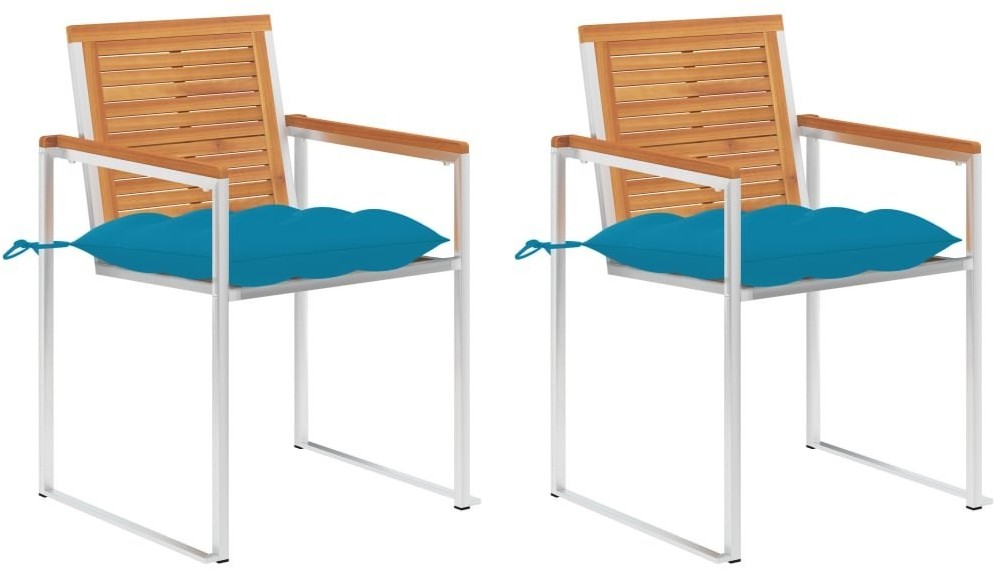 vidaXL Krzesła ogrodowe z poduszkami, 2 szt., drewno akacjowe i stal 3061507