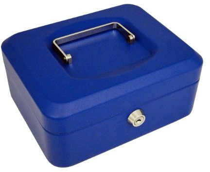 Unbekannt PAVO Premium kasetka na pieniądze, zamek cylindryczny z 2 kluczami, 20 x 16 x 9 cm, niebieski 8011759