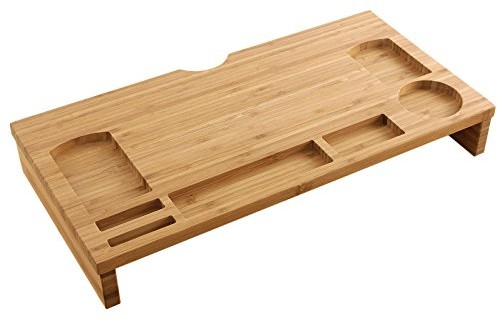 SONGMICS Songmics LLD201 podstawka na monitor z bambusa z dodatkową przestrzenią do przechowywania, na biurko, 60 x 8,5 x 30,2 cm biurko (szer. x wys. x głęb.) LLD201