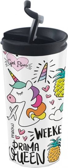 I-Drink I-Drink kubek termos Unicorn dwuścienny 350 ml stal nierdzewna biały twm_803238