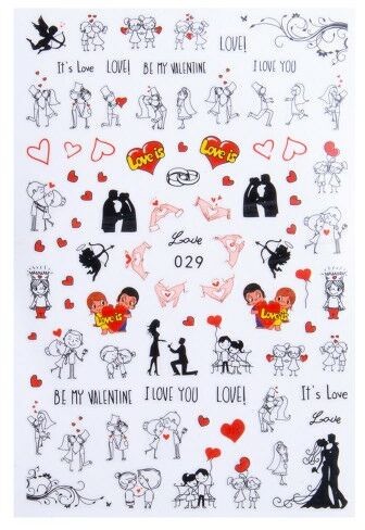 Allepaznokcie Naklejki do paznokci cienkie samoprzylepne walentynkowe Love Nr 029