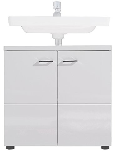Trendteam trendteam NL30101 biała szafka pod umywalkę w łazience, z frontami z wysokim połyskiem, głęboko termoformowanymi, wymiary szafki 65 x 63 x 35 cm (szer. x wys. x głęb.) 132030101
