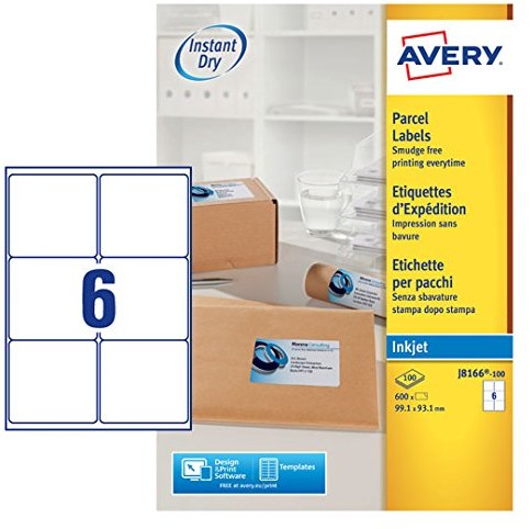 Avery j8164 100 etykiety adresowe zapewnia drukarka atramentowa, biały J8166-100